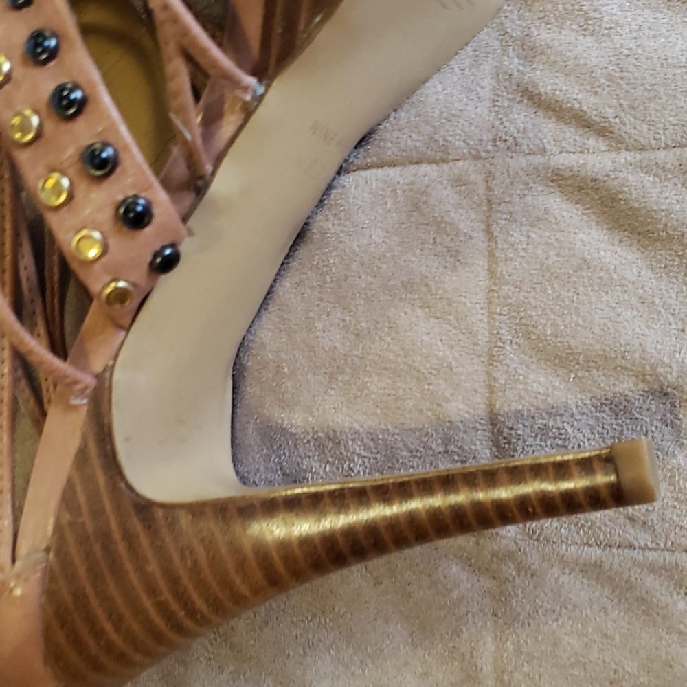 Nine West platform leather embelished heeled sandals - Picture 5 of 14